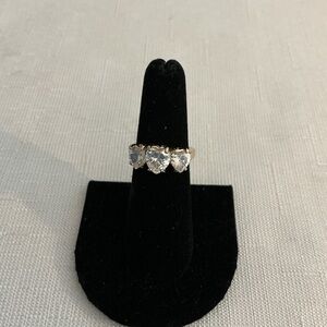 Coro Vintage Three Ring Rhinestone Gold Tone Ring